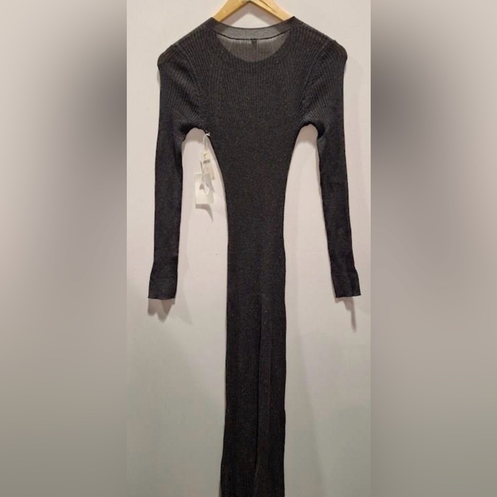 NWT Anthropologie Sheer Long Sleeve Shimmery 90s Y2K Sweater Midi Dress L - Picture 7 of 8